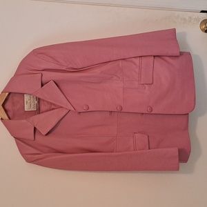 Italian Leather Skirt Suit with Blazer size 48 in Pink